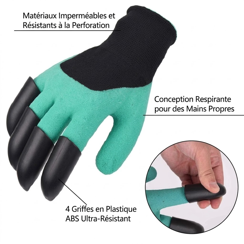 Gants de jardinage avec griffes intégrées