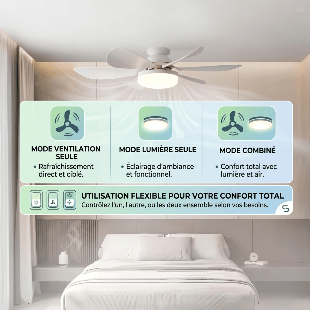 Ventilo'Clic™ | Ventilateur de plafond 2-en-1 avec télécommande
