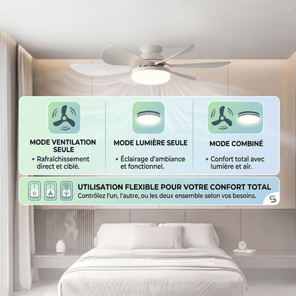 Ventilo'Clic™ | Ventilateur de plafond 2-en-1 avec télécommande