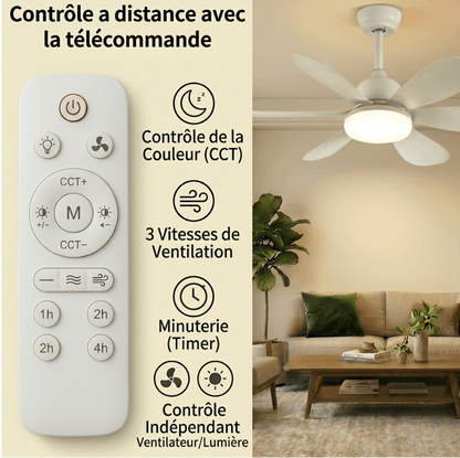 Ventilo'Clic™ | Ventilateur de plafond 2-en-1 avec télécommande
