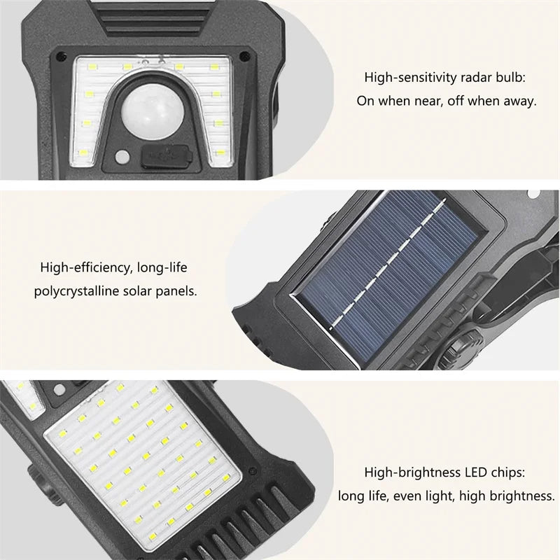 LumiClip™ | Lampe Solaire à Clip Extérieur avec Détecteur de Mouvement