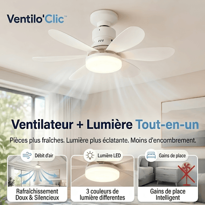 Ventilo'Clic™ | Ventilateur de plafond 2-en-1 avec télécommande